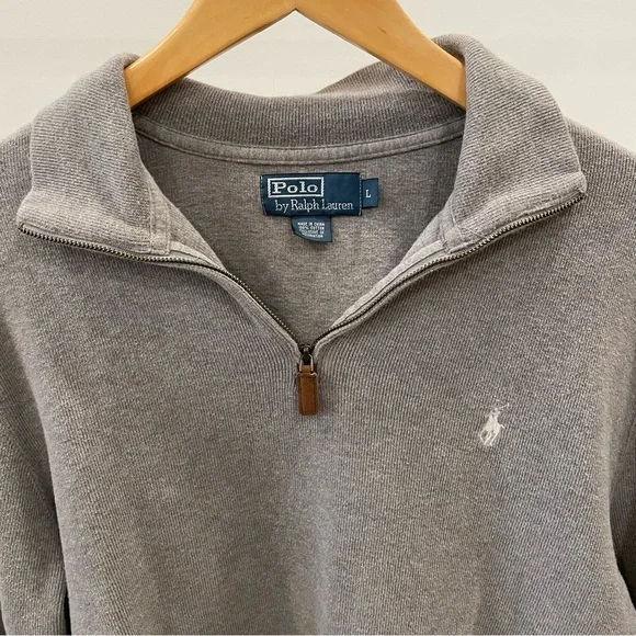 ✨SOLD✨ Vintage Polo Ralph Lauren Ribbed Embroidered Quarter Zip Collared Sweater - Picture 3 of 4